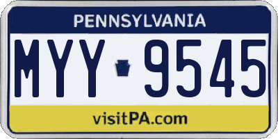 PA license plate MYY9545
