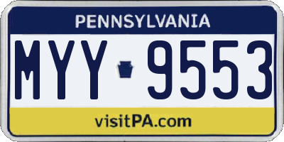 PA license plate MYY9553