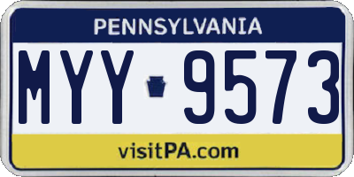 PA license plate MYY9573