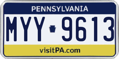 PA license plate MYY9613