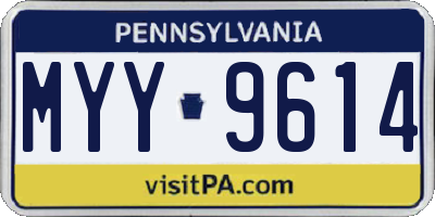 PA license plate MYY9614