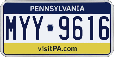 PA license plate MYY9616