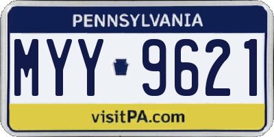 PA license plate MYY9621