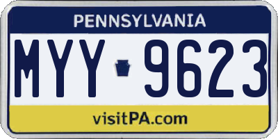 PA license plate MYY9623
