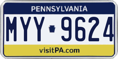 PA license plate MYY9624