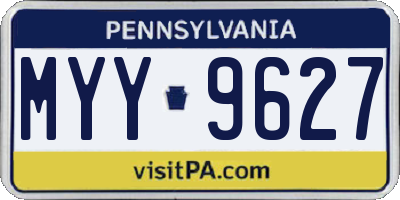 PA license plate MYY9627