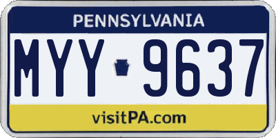 PA license plate MYY9637
