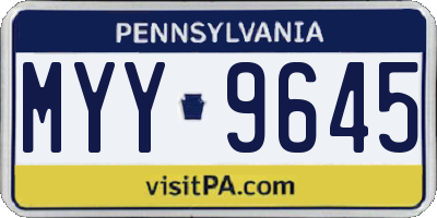 PA license plate MYY9645