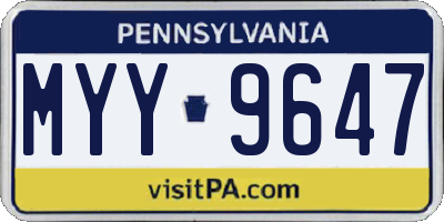 PA license plate MYY9647