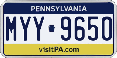 PA license plate MYY9650