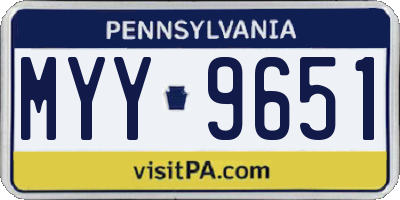 PA license plate MYY9651
