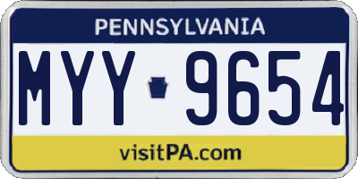 PA license plate MYY9654