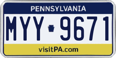 PA license plate MYY9671