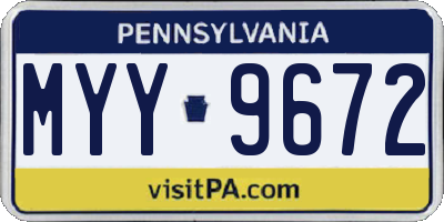 PA license plate MYY9672