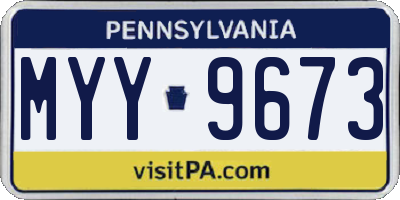 PA license plate MYY9673
