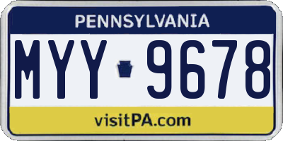 PA license plate MYY9678