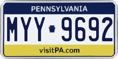 PA license plate MYY9692