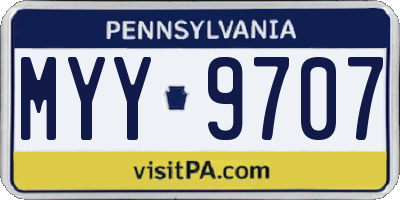 PA license plate MYY9707
