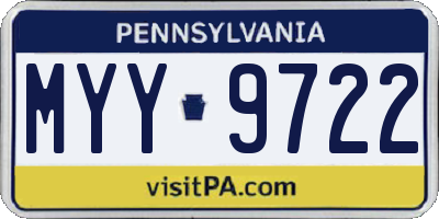 PA license plate MYY9722