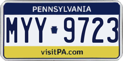 PA license plate MYY9723