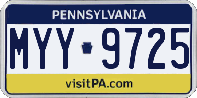 PA license plate MYY9725