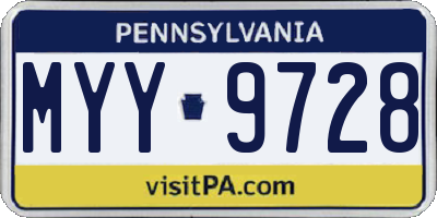 PA license plate MYY9728