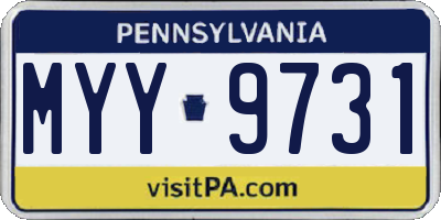 PA license plate MYY9731