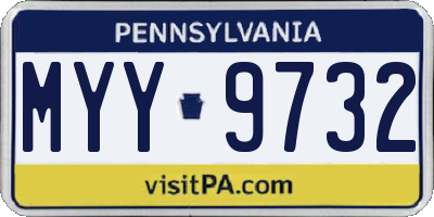 PA license plate MYY9732