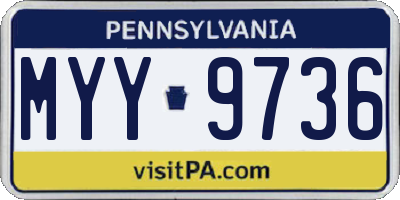 PA license plate MYY9736