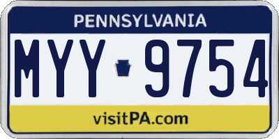 PA license plate MYY9754