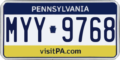 PA license plate MYY9768