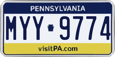 PA license plate MYY9774
