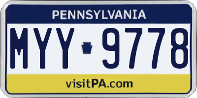 PA license plate MYY9778