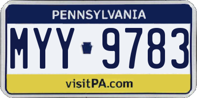 PA license plate MYY9783