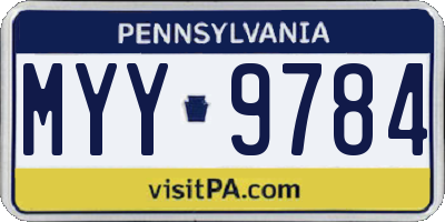 PA license plate MYY9784