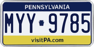 PA license plate MYY9785