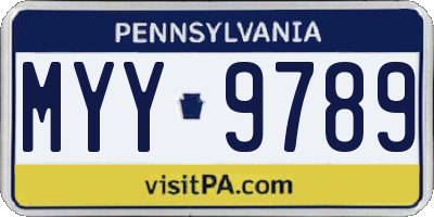 PA license plate MYY9789