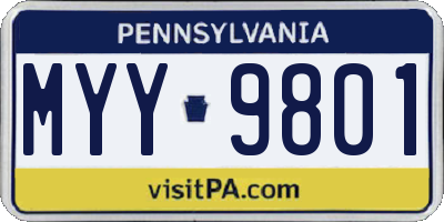 PA license plate MYY9801