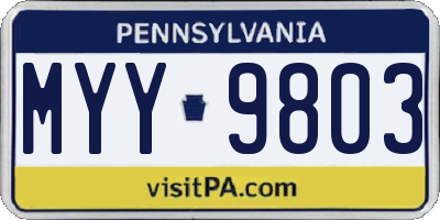PA license plate MYY9803