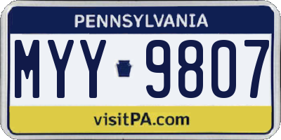 PA license plate MYY9807