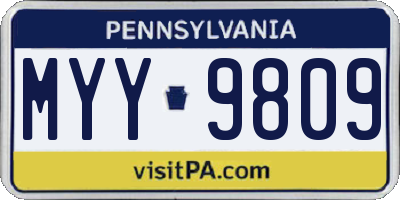 PA license plate MYY9809