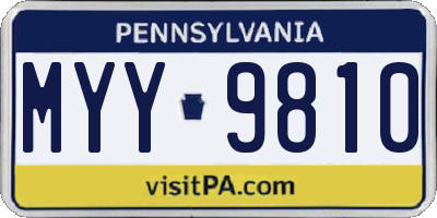 PA license plate MYY9810