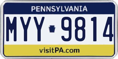 PA license plate MYY9814