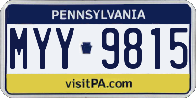 PA license plate MYY9815