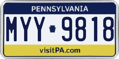PA license plate MYY9818