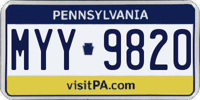 PA license plate MYY9820