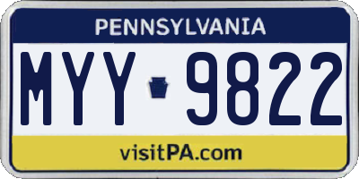 PA license plate MYY9822