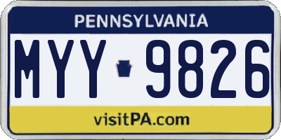 PA license plate MYY9826