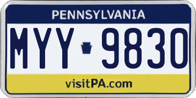 PA license plate MYY9830