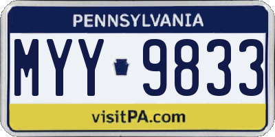 PA license plate MYY9833